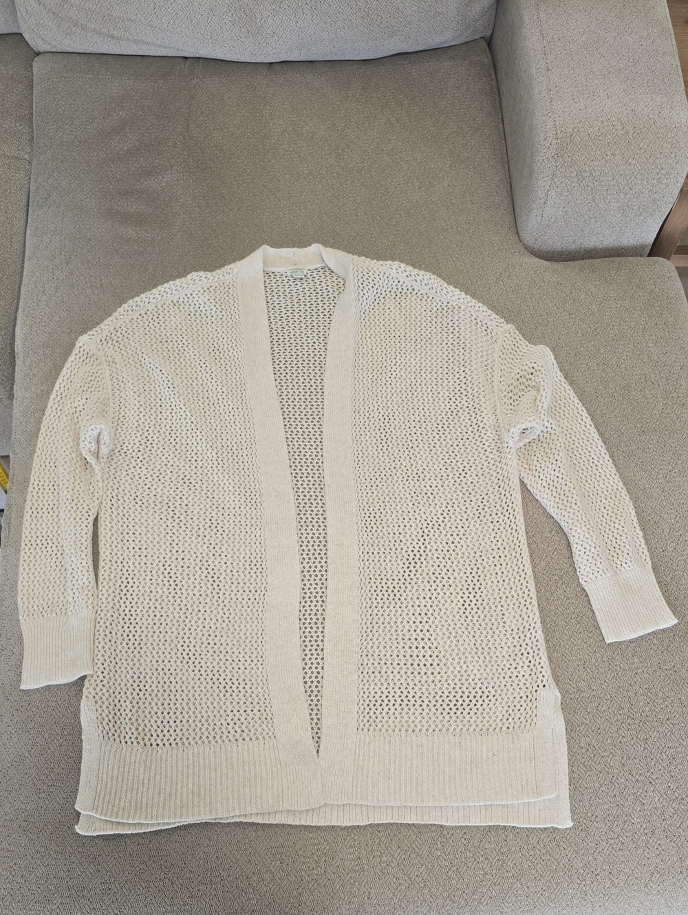Aerie Cream Large Open Knit Oversized Open Long Cardigan - Size XS